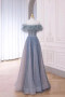 Shop 2025 ANNAKOO Blue Tulle Off The Shoulder A Line Sparkle Prom Dress Under 178