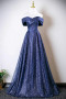 Shop 2025 ANNAKOO Navy Blue Sequin A Line Off The Shoulder Prom Dress Under 138