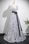 Shop 2025 ANNAKOO Silver Sequin A Line V Neck Belt Prom Dress Under 149