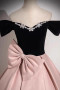 Shop 2025 ANNAKOO Black Velvet Beading Pink Satin Bow Prom Dress Under 159