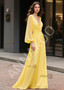 Shop 2025 ANNAKOO Yellow Chiffon V Neck Ruched A Line Prom Dress Under 159