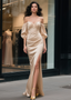 Shop 2025 ANNAKOO Satin Champagne Trumpet Mermaid Sweetheart Prom Dress With Slit Under 149