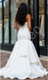 Shop 2025 ANNAKOO Strapless Satin Trumpet Mermaid Ruched Wedding Dress With Slit Under 199