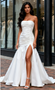 Shop 2025 ANNAKOO Strapless Satin Trumpet Mermaid Ruched Wedding Dress With Slit Under 199