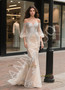 Shop 2025 ANNAKOO Champange Off The Shoulder Long Sleeves Appliques Beading Wedding Dress Under 399