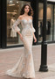 Shop 2025 ANNAKOO Champange Off The Shoulder Long Sleeves Appliques Beading Wedding Dress Under 399