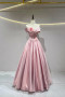 Shop 2025 ANNAKOO Pink A-Line Satin Floor Length Flower Prom Dress Under 189