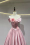 Shop 2025 ANNAKOO Pink A-Line Satin Floor Length Flower Prom Dress Under 189