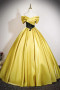 Shop 2025 ANNAKOO Yellow Satin Black Appliques A Line Prom Dress Under 169