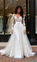 Shop 2025 ANNAKOO Long Sleeve V Neck Belt Tulle Appliques A Line Wedding Dress Under 245