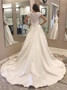 Lace Pockets A-Line Round Neck Satin Wedding Dress