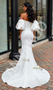  Puffy Sleeves Sweetheart Trumpet Mermaid Embroidery Satin Wedding Dress