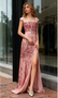 Shop 2025 ANNAKOO Red Straps Sequin Square Sheath Column Prom Dress With Slit Under 198