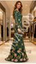 Shop 2025 ANNAKOO Long Sleeve Off The Shoulder Green Embroidery Flower Prom Dress Under 189