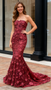 Shop 2025 ANNAKOO Red Lace Beading Flower Strapless Trumpet Mermaid Prom Dress Under 249