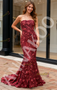 Shop 2025 ANNAKOO Red Lace Beading Flower Strapless Trumpet Mermaid Prom Dress Under 249