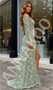 Shop 2025 ANNAKOO Green Long Sleeves Crystal Sheath Column Prom Dress With Slit Under 298