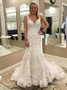 Appliques Sleeveless Mermaid Scoop Sweep Train Wedding Dress