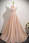 Shop 2025 ANNAKOO Pink Tulle Halter A Line Beading Long Prom Dress Under 173