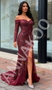 Shop 2025 ANNAKOO Burgundy Off The Shoulder Sequin Trumpet Mermaid Prom Dress Under 189
