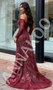 Shop 2025 ANNAKOO Burgundy Off The Shoulder Sequin Trumpet Mermaid Prom Dress Under 189