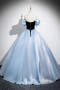Shop 2025 ANNAKOO Blue Off The Shoulder Satin Bow A Line Prom Dress Under 159