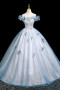 Shop 2025 ANNAKOO Blue Tulle Flowers Floral A Line Prom Dress Under 179