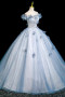 Shop 2025 ANNAKOO Blue Tulle Flowers Floral A Line Prom Dress Under 179
