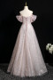 Shop 2025 ANNAKOO Pink Tulle Sequins Floral Off The Shoulder A Line Prom Dress Under 178