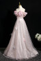 Shop 2025 ANNAKOO Pink Tulle Sequins Floral Off The Shoulder A Line Prom Dress Under 178