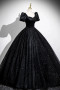 Shop 2025 ANNAKOO Black Glitter Tulle Long Puffy Sleeve Prom Dress Under 169