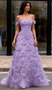 Shop 2025 ANNAKOO Purple Off The Shoulder A Line Floral Beading Prom Dress Under 279