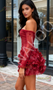 Shop 2025 ANNAKOO Burgundy Off The Shoulder Flower Feather Homecoming Dress Under 189