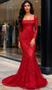 Shop 2025 ANNAKOO Red Long Sleeve Square Neck Trumpet Mermaid Beading Prom Dress Under 269