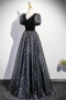 Shop 2025 ANNAKOO Black Velvet Tulle A Line Short Sleeves Prom Dress Under 139