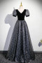 Shop 2025 ANNAKOO Black Velvet Tulle A Line Short Sleeves Prom Dress Under 139