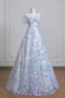 Shop 2025 ANNAKOO Blue Floral Tulle Off The Shoulder A Line Prom Dress Under 188