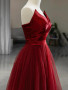 Shop 2025 ANNAKOO Burgundy V Neck Satin Tulle A Line Prom Dress Under 139