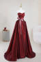 Shop 2025 ANNAKOO Burgundy Satin Sweetheart A Line Belt Prom Dress Under 168