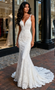Shop 2025 ANNAKOO Trumpet Mermaid Deep V Neck Lace Wedding Dress uNDER 239