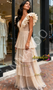 Shop 2025 ANNAKOO  Champagne Polka Dot V Neck Ruffles A Line Wedding Dress Under 198