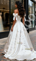 Shop 2025 ANNAKOO Tie Shoulder A Line Off The Shoulder Ruched Satin Wedding Dress Under 199