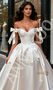 Shop 2025 ANNAKOO Tie Shoulder A Line Off The Shoulder Ruched Satin Wedding Dress Under 199