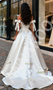 Shop 2025 ANNAKOO Tie Shoulder A Line Off The Shoulder Ruched Satin Wedding Dress Under 199