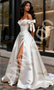 Shop 2025 ANNAKOO Satin Off The Shoulder Ruched A Line Wedding Dress With Slit Under 219