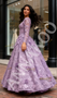 Purple Long Sleeve Scoop A Line Floral Prom Dress