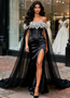 Shop 2025 ANNAKOO Off The Shoulder Black Shawl Trumpet Mermaid Beading Prom Dress Under 599
