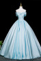 Shop 2025 ANNAKOO Blue A-Line Backless Satin Button Prom Dress Under 169