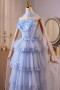 Shop 2025 ANNAKOO Blue Flower A Line Beading Butterfly Prom Dress Under 209