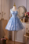 Shop 2026 ANNAKOO Blue Tulle Short A-Line Spaghetti Strap Homecoming Dress Under 149